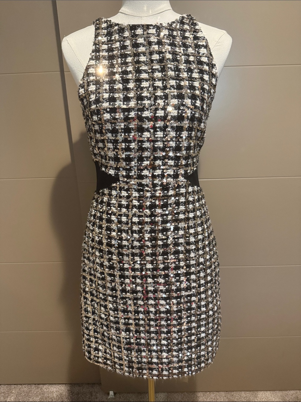 Derek Lam Black & White Tweed Sequin Mini Dress